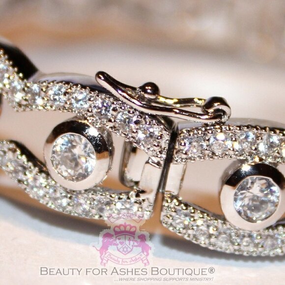 Canary Yellow Cubic Zirconia Heart Love Valentine Cuff Choose Joy Cz Bracelet - Picture 9 of 10